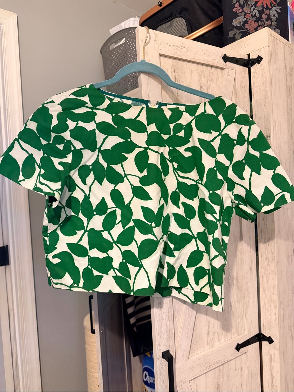 Kate Spade Green Leaf-Print Crop Top